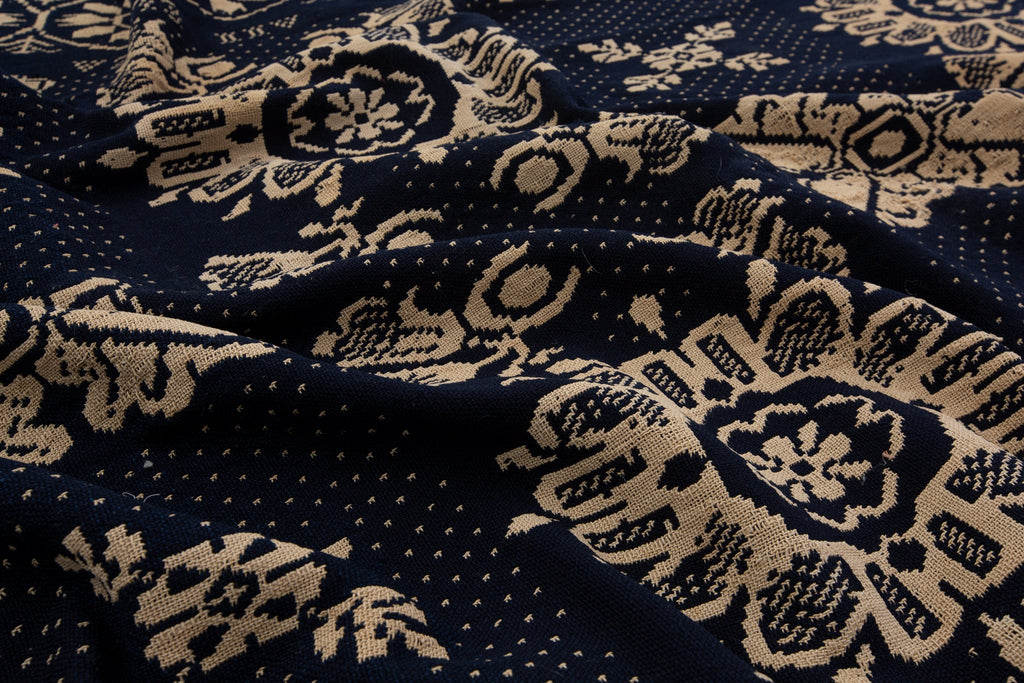 Antique Jacquard Coverlet - SHARKTOOTH Antique and Vintage Textiles
