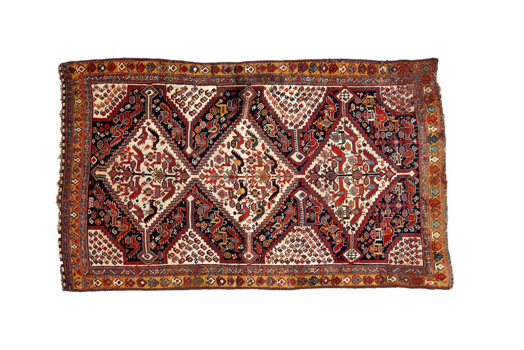 Antique Khamseh 3'10" x 6'5" - SHARKTOOTH Antique and Vintage Textiles