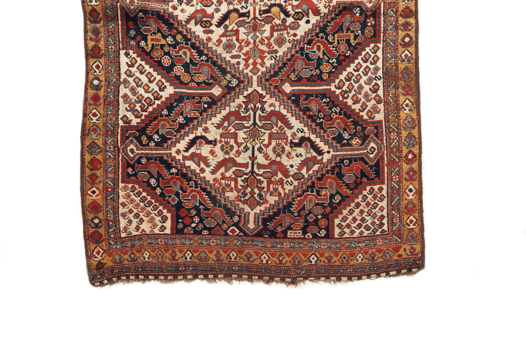 Antique Khamseh 3'10" x 6'5" - SHARKTOOTH Antique and Vintage Textiles
