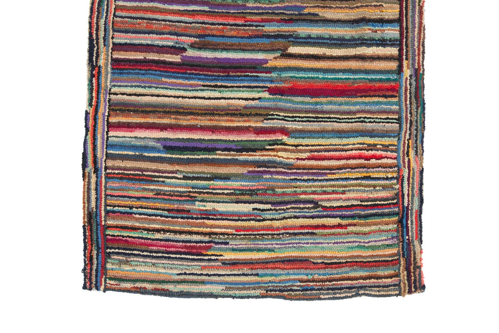 Antique Latch Hooked Rug 2'5" x 5' - SHARKTOOTH Antique and Vintage Textiles