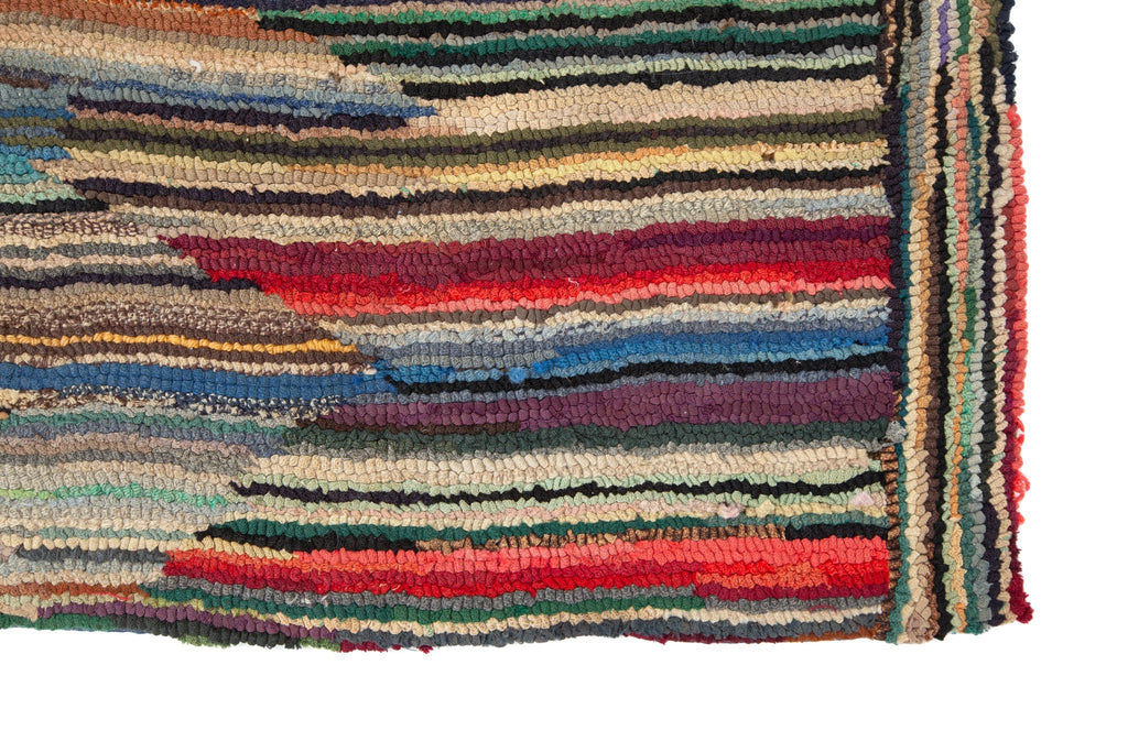 Antique Latch Hooked Rug 2'5" x 5' - SHARKTOOTH Antique and Vintage Textiles