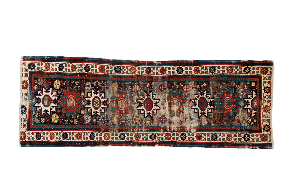 Antique Lesghi Star 3'1" x 8'8" - SHARKTOOTH Antique and Vintage Textiles