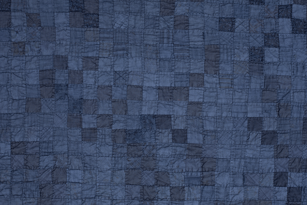 Antique Overdyed Postage Stamp Quilt - SHARKTOOTH Antique and Vintage Textiles