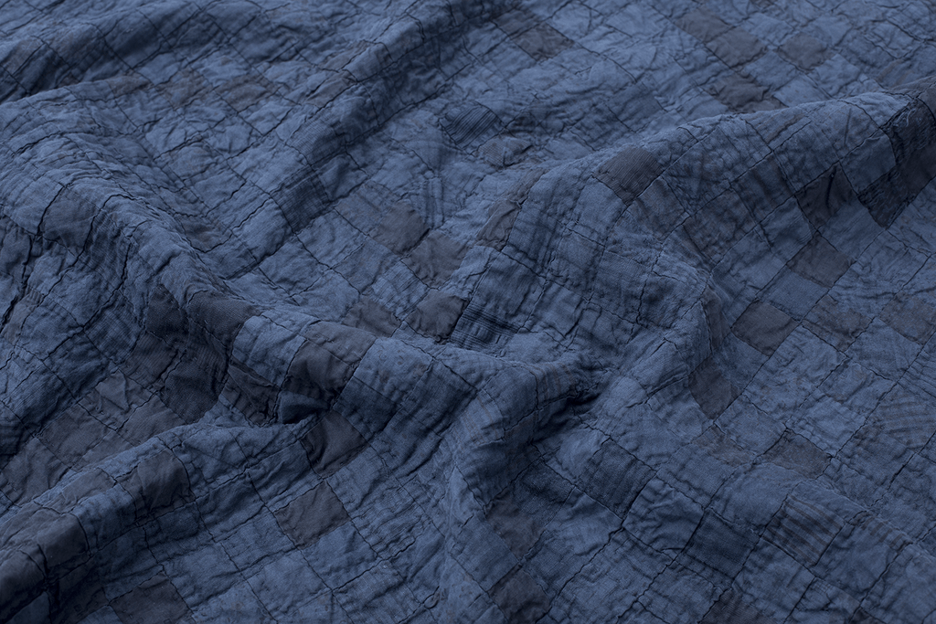 Antique Overdyed Postage Stamp Quilt - SHARKTOOTH Antique and Vintage Textiles