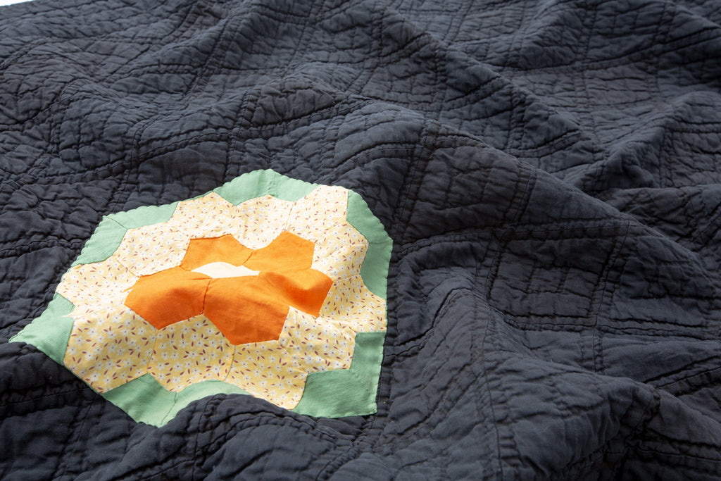 Antique Overdyed Quilt - SHARKTOOTH Antique and Vintage Textiles