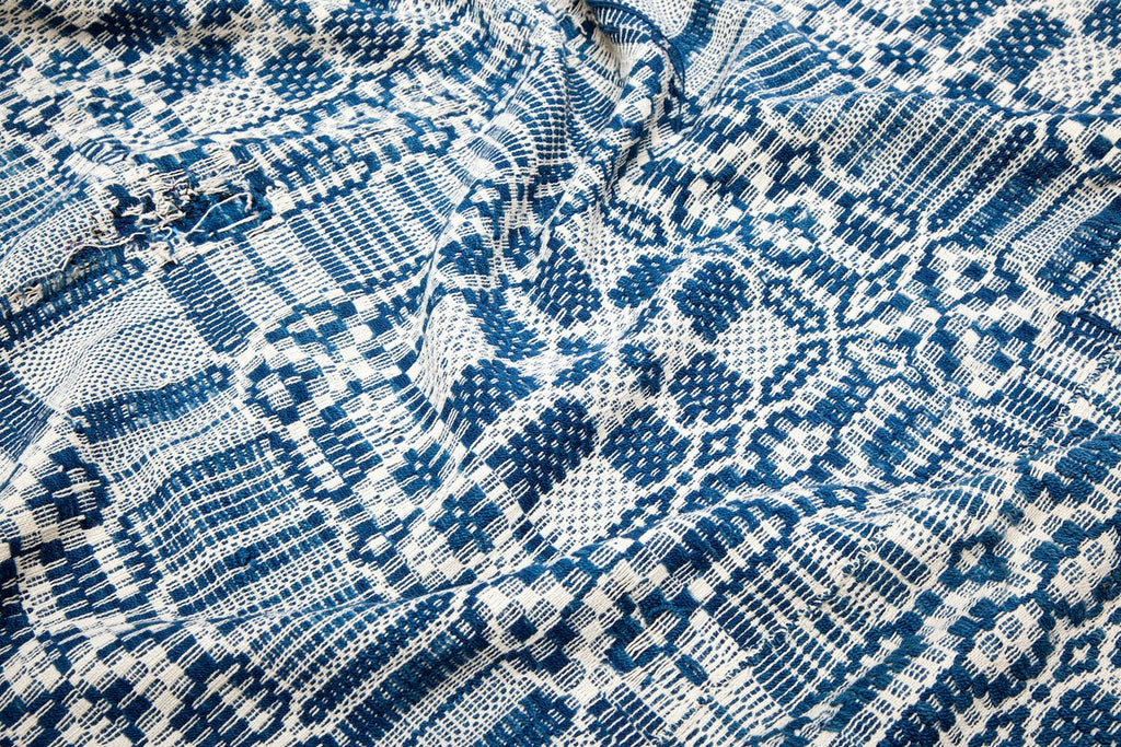 Antique Overshot Coverlet - SHARKTOOTH Antique and Vintage Textiles