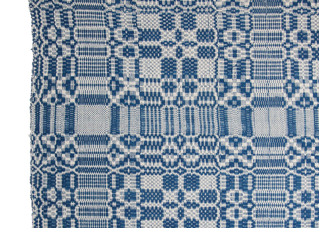 Antique Overshot Coverlet - SHARKTOOTH Antique and Vintage Textiles