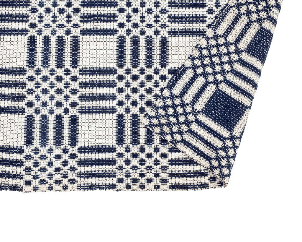 Antique Overshot Coverlet - SHARKTOOTH Antique and Vintage Textiles