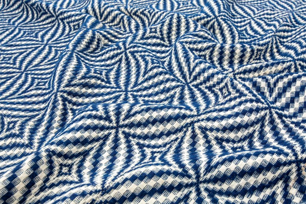 Antique Overshot Coverlet - SHARKTOOTH Antique and Vintage Textiles