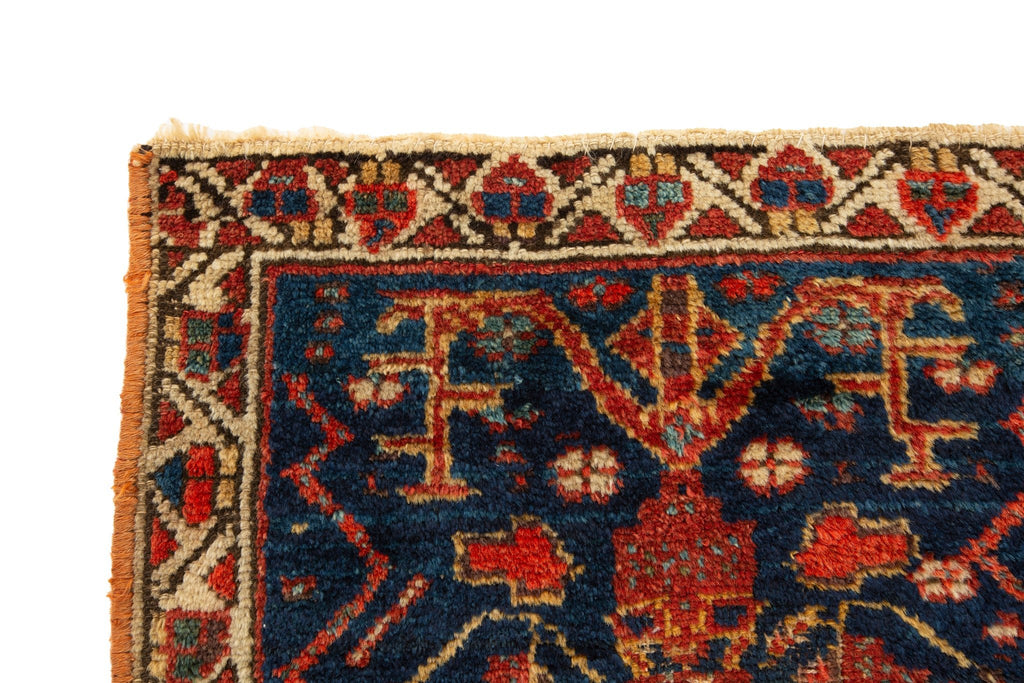 Antique Persian Remnant 1'7" x 1'8" - SHARKTOOTH Antique and Vintage Textiles