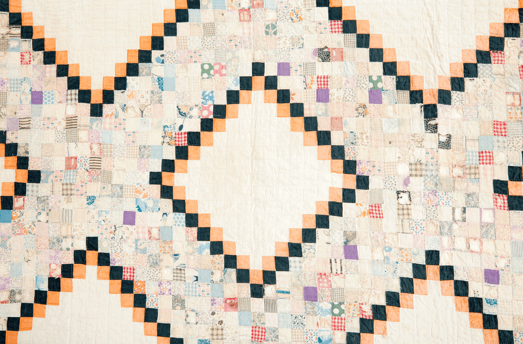 Antique Postage Stamp Quilt - SHARKTOOTH Antique and Vintage Textiles