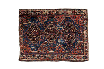 Antique Q'ashqai 4'3" x 5'6" - SHARKTOOTH Antique and Vintage Textiles
