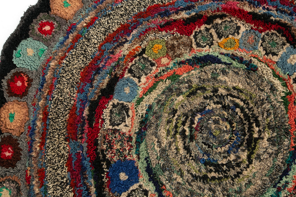 Antique Shirred Rug 3'9" x 3'11" - SHARKTOOTH Antique and Vintage Textiles