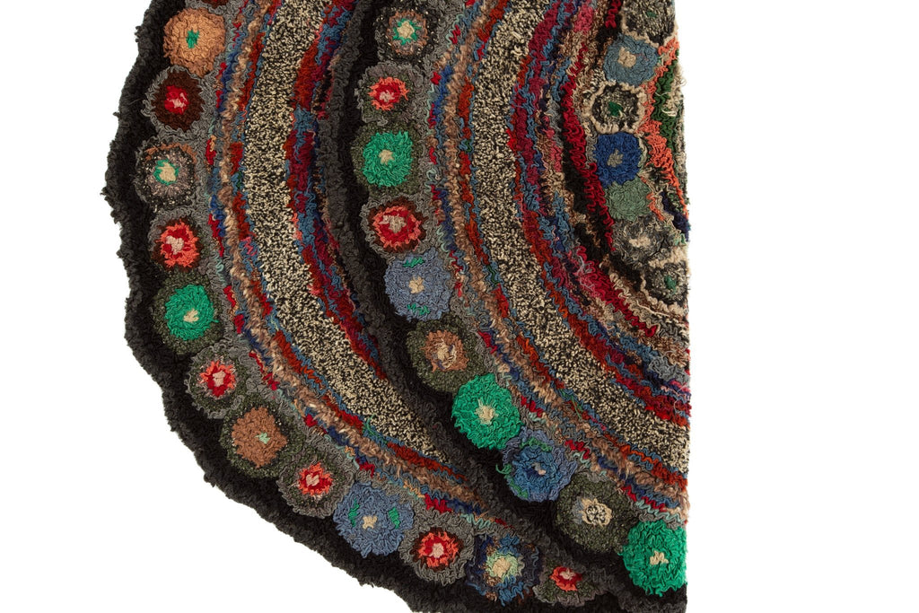 Antique Shirred Rug 3'9" x 3'11" - SHARKTOOTH Antique and Vintage Textiles