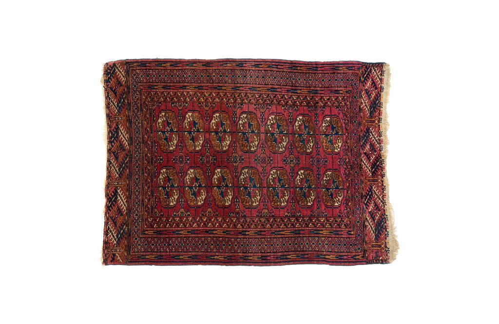 Antique Turkomen Tekke 2'9" x 3'10" - SHARKTOOTH Antique and Vintage Textiles