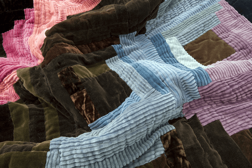 Antique Velvet Log Cabin Quilt - SHARKTOOTH Antique and Vintage Textiles