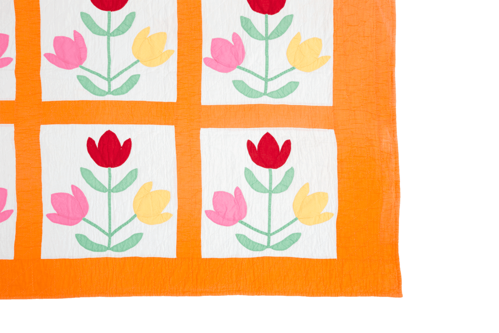 Appliqué Tulip Quilt - SHARKTOOTH Antique and Vintage Textiles