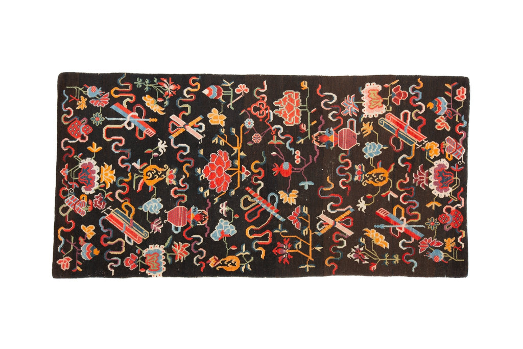 Black Tibetan 2'10" x 5'9" - SHARKTOOTH Antique and Vintage Textiles