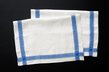 Blue Soviet Towel Pair - SHARKTOOTH Antique and Vintage Textiles