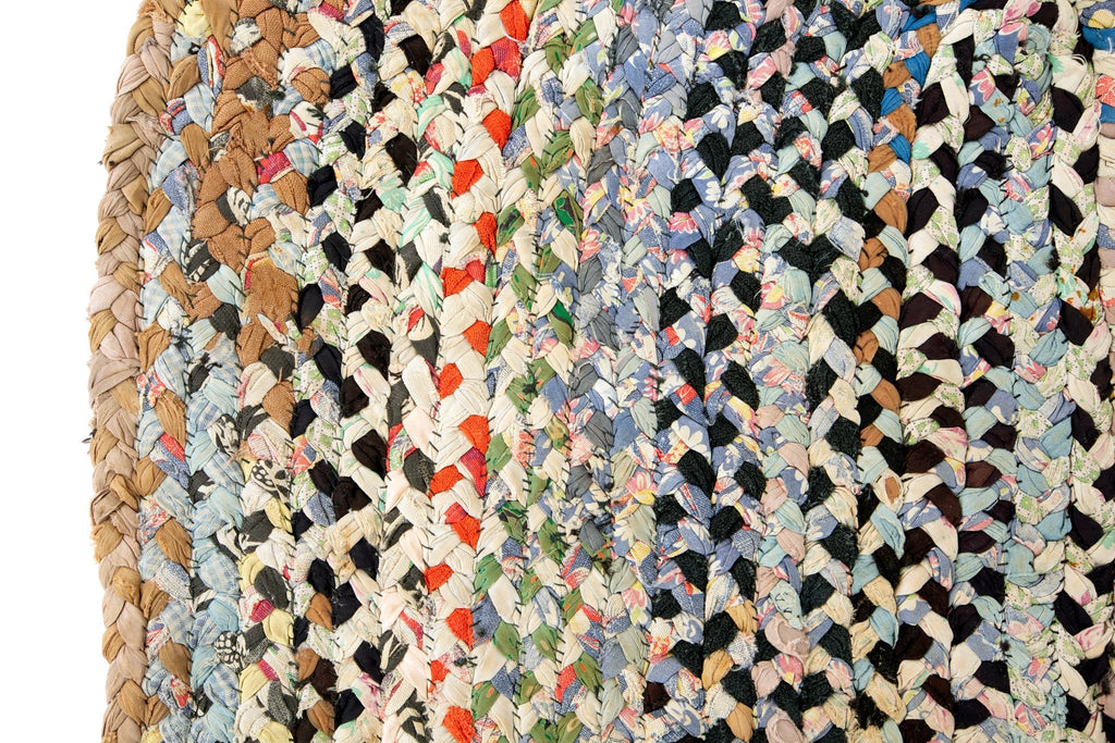 Braided Rag Rug 3' x 4'6" - SHARKTOOTH Antique and Vintage Textiles