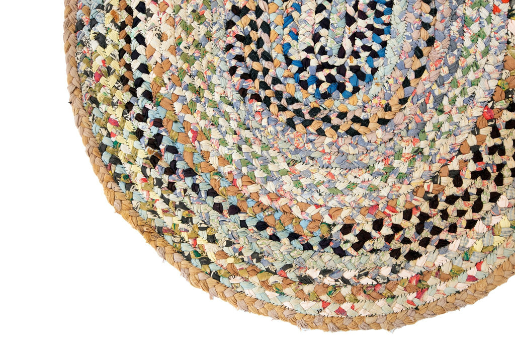 Braided Rag Rug 3' x 4'6" - SHARKTOOTH Antique and Vintage Textiles