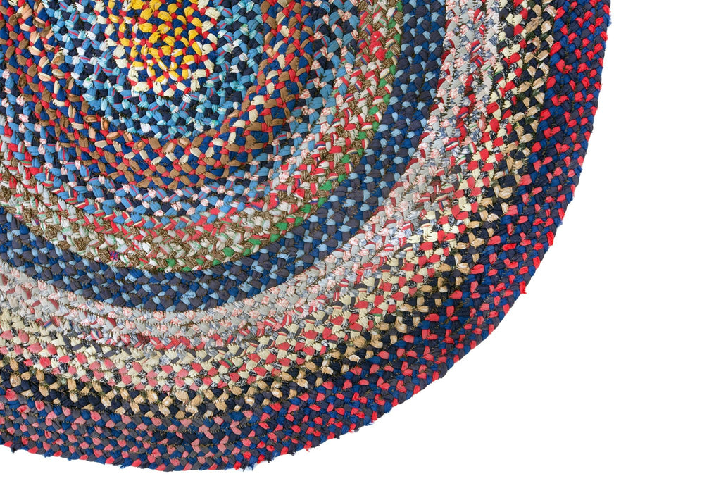 Braided Rag Rug 3'6" x 5'5" - SHARKTOOTH Antique and Vintage Textiles