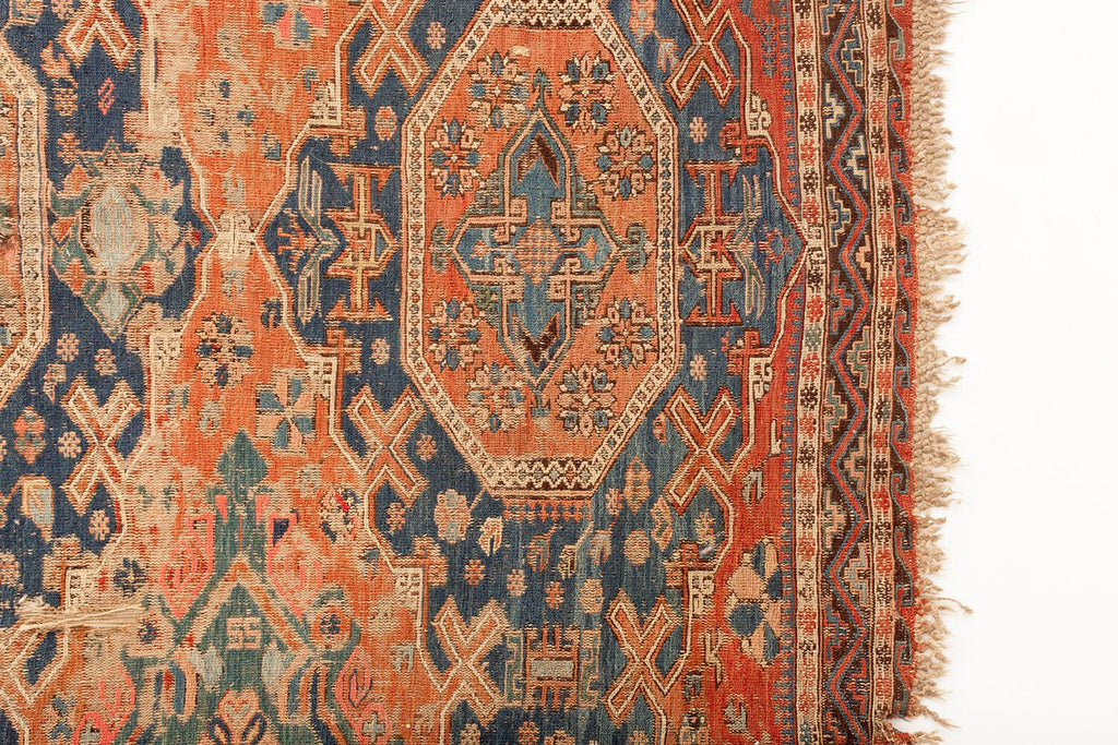 c. 1880 Soumak - SHARKTOOTH Antique and Vintage Textiles