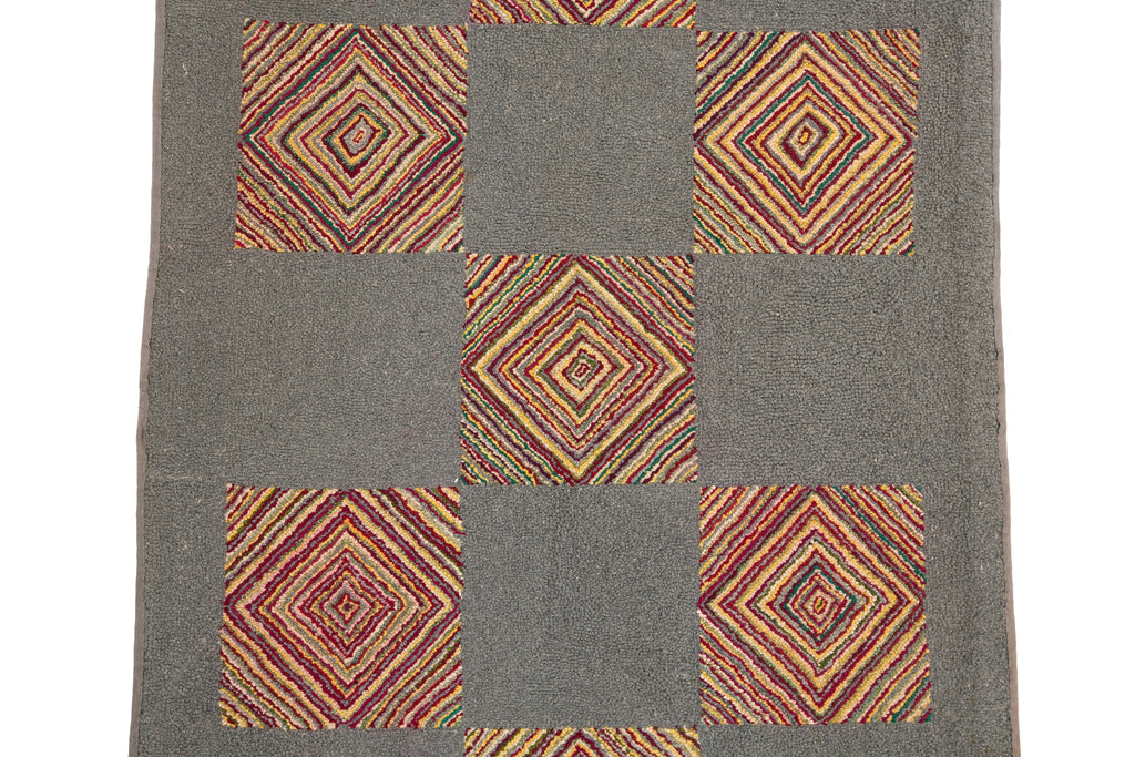 Diamond Hooked Runner 3' x 12'10" - SHARKTOOTH Antique and Vintage Textiles