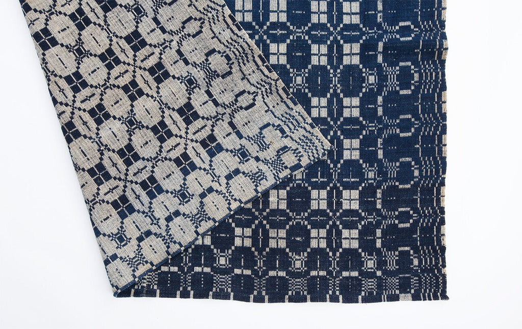 Early American Overshot Coverlet - SHARKTOOTH Antique and Vintage Textiles