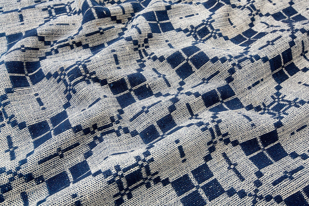 Early American Overshot Coverlet - SHARKTOOTH Antique and Vintage Textiles