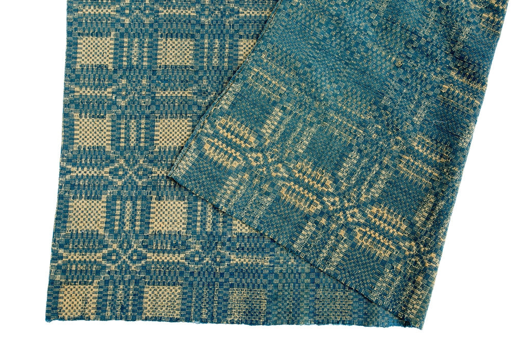 Early Overshot Coverlet - SHARKTOOTH Antique and Vintage Textiles