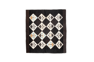 Early Patchwork Mourning Quilt - SHARKTOOTH Antique and Vintage Textiles