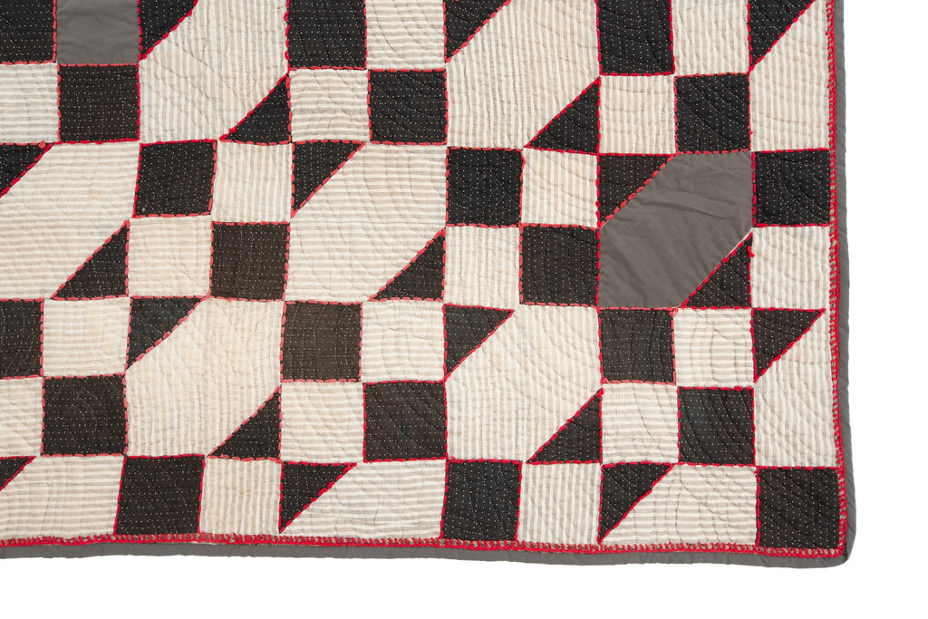 Embroidered Calico Quilt - SHARKTOOTH Antique and Vintage Textiles