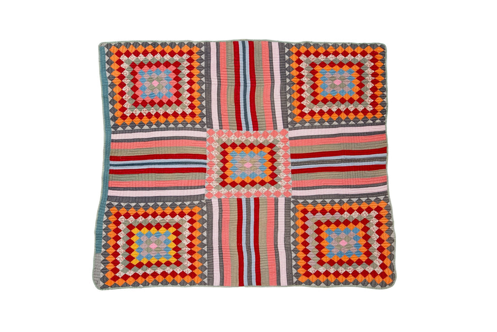 Feedsack Cotton Quilt - SHARKTOOTH Antique and Vintage Textiles