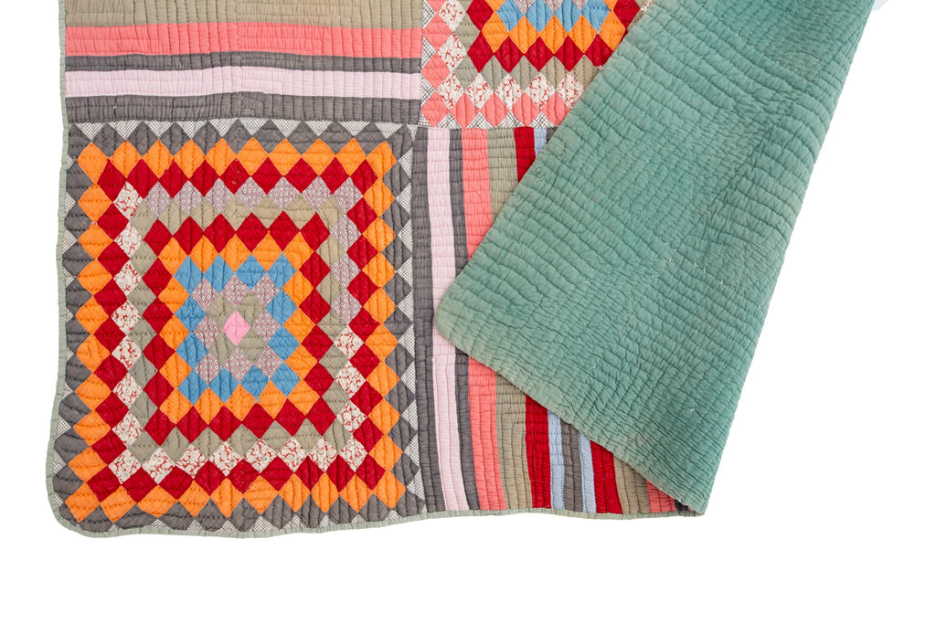 Feedsack Cotton Quilt - SHARKTOOTH Antique and Vintage Textiles