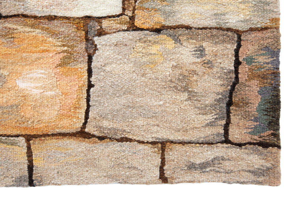 Handwoven Stone Wall Tapestry 3'6" x 4'3" - SHARKTOOTH Antique and Vintage Textiles