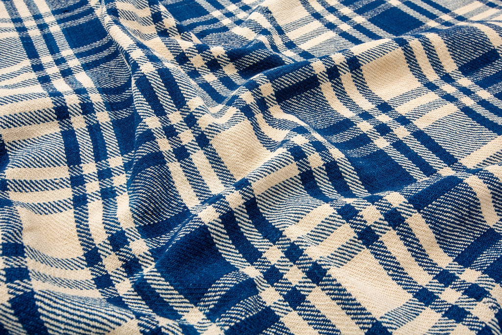 Homespun Blue & White Check - SHARKTOOTH Antique and Vintage Textiles