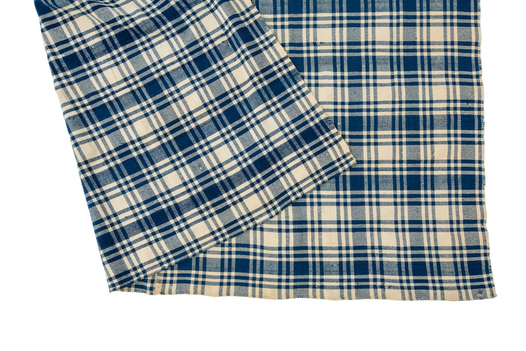 Homespun Blue & White Check - SHARKTOOTH Antique and Vintage Textiles