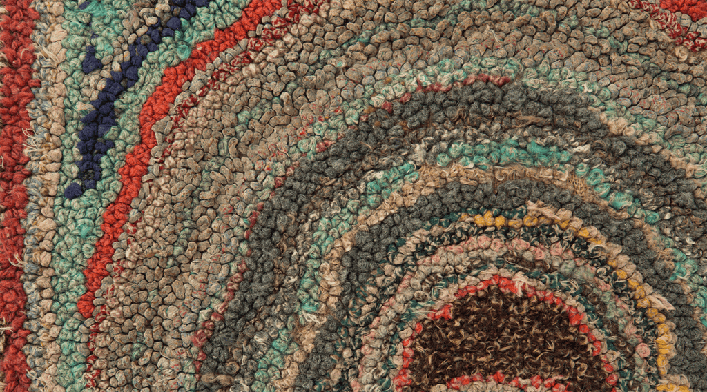 Midcentury Hooked Mat - SHARKTOOTH Antique and Vintage Textiles