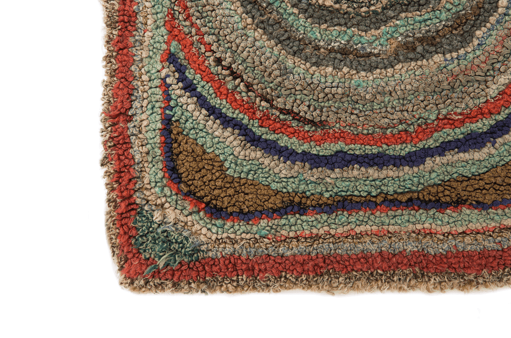 Midcentury Hooked Mat - SHARKTOOTH Antique and Vintage Textiles