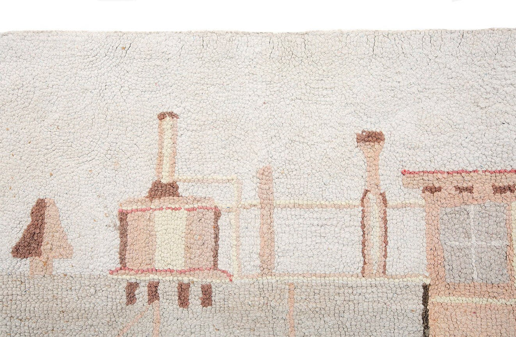 Midcentury Hooked Tapestry Rug - SHARKTOOTH Antique and Vintage Textiles