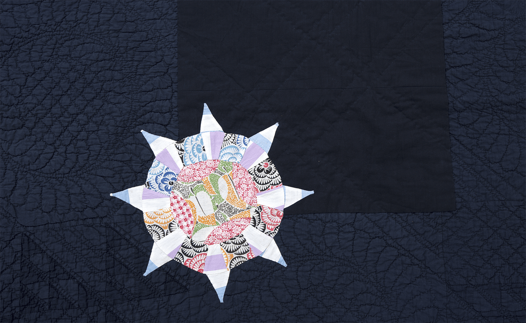 Overdyed Quilt with Appliqué Patch - SHARKTOOTH Antique and Vintage Textiles