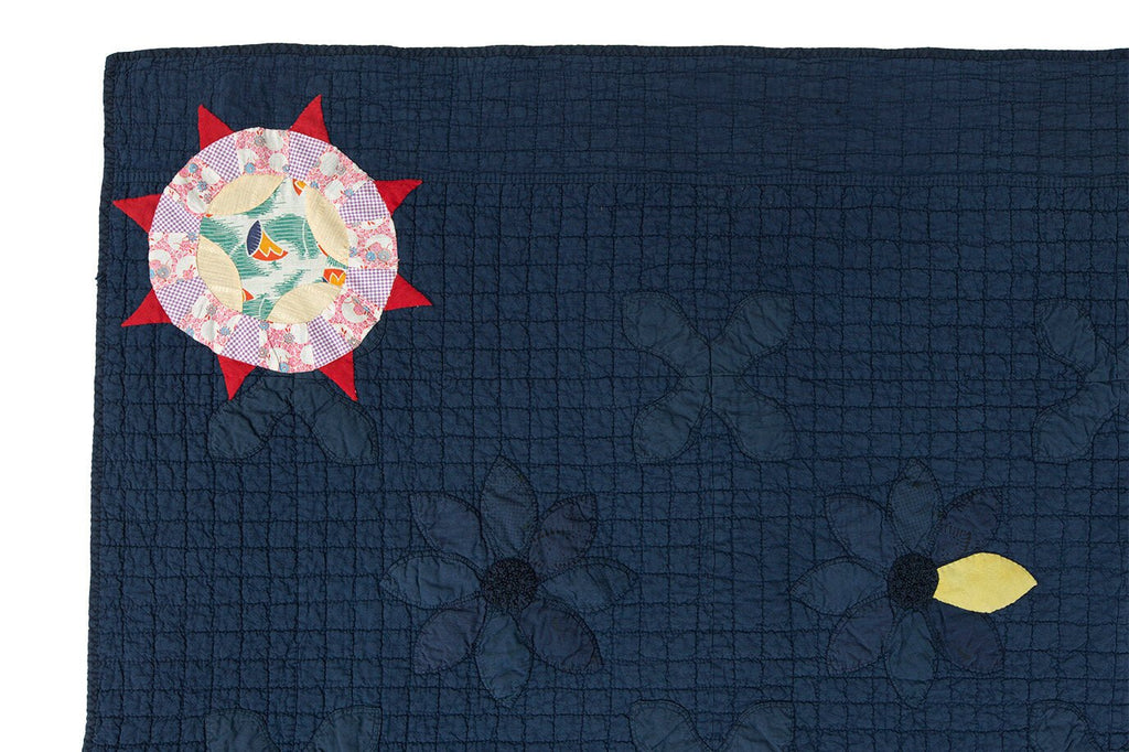 Overdyed Sunflower Appliqué Quilt - SHARKTOOTH Antique and Vintage Textiles