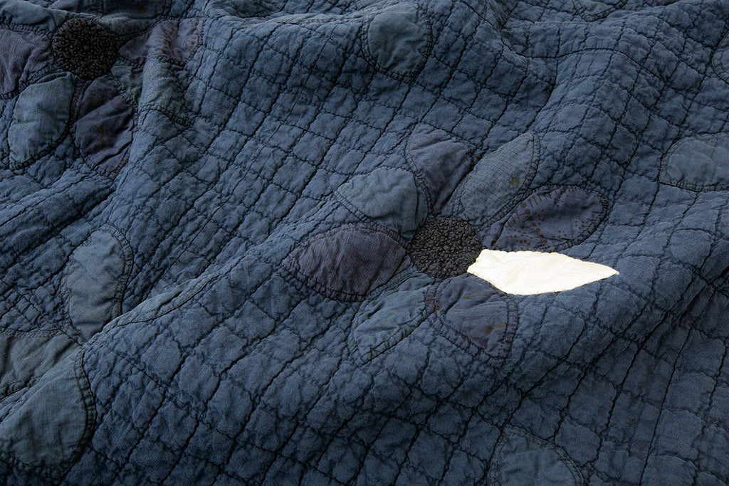 Overdyed Sunflower Appliqué Quilt - SHARKTOOTH Antique and Vintage Textiles