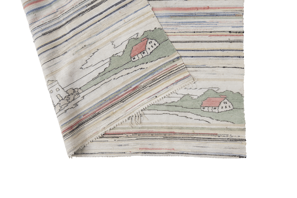 Pictorial Rag Rug - SHARKTOOTH Antique and Vintage Textiles