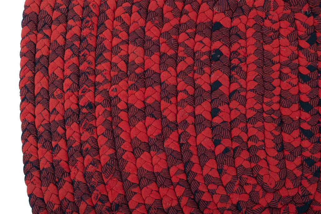 Plaid Braided Mat 3'3" x 3'11" - SHARKTOOTH Antique and Vintage Textiles