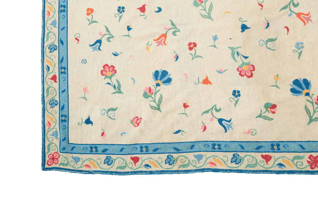 Portuguese Needlepoint Rug - SHARKTOOTH Antique and Vintage Textiles