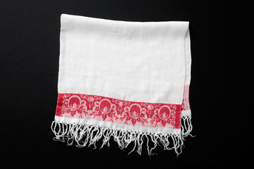 Red Damask Towel - SHARKTOOTH Antique and Vintage Textiles