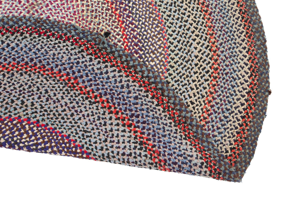 Round Braided Rug 5'4" x 5'4" - SHARKTOOTH Antique and Vintage Textiles