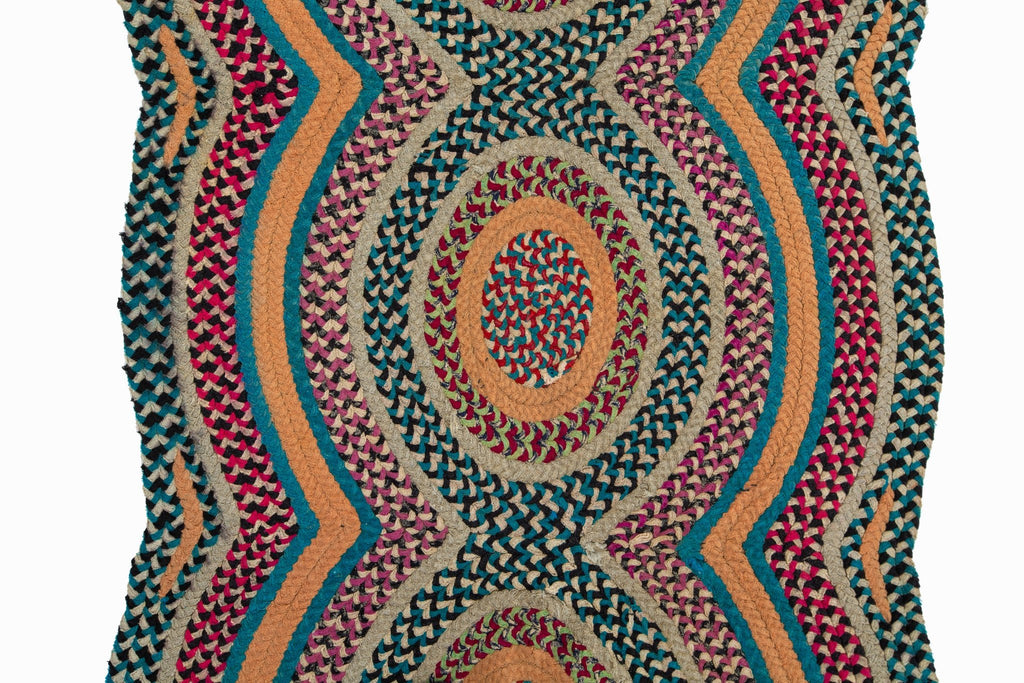 Triple Circle Rag Rug 2'10" x 6' - SHARKTOOTH Antique and Vintage Textiles